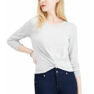 Maison Jules Women's Top M Twist Front Pullover Shirt Soft Grey Gray M